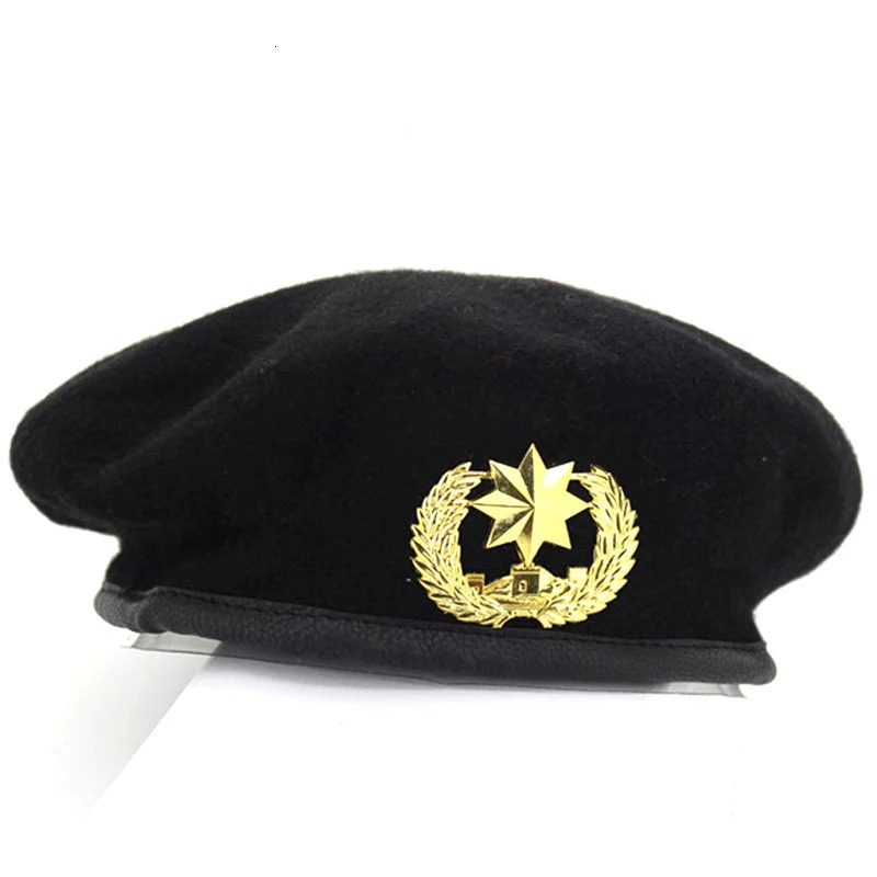 High quality wool beret fashionable military hat star badge sailor dance performance hat Trilby Chapeau unisex version 241209