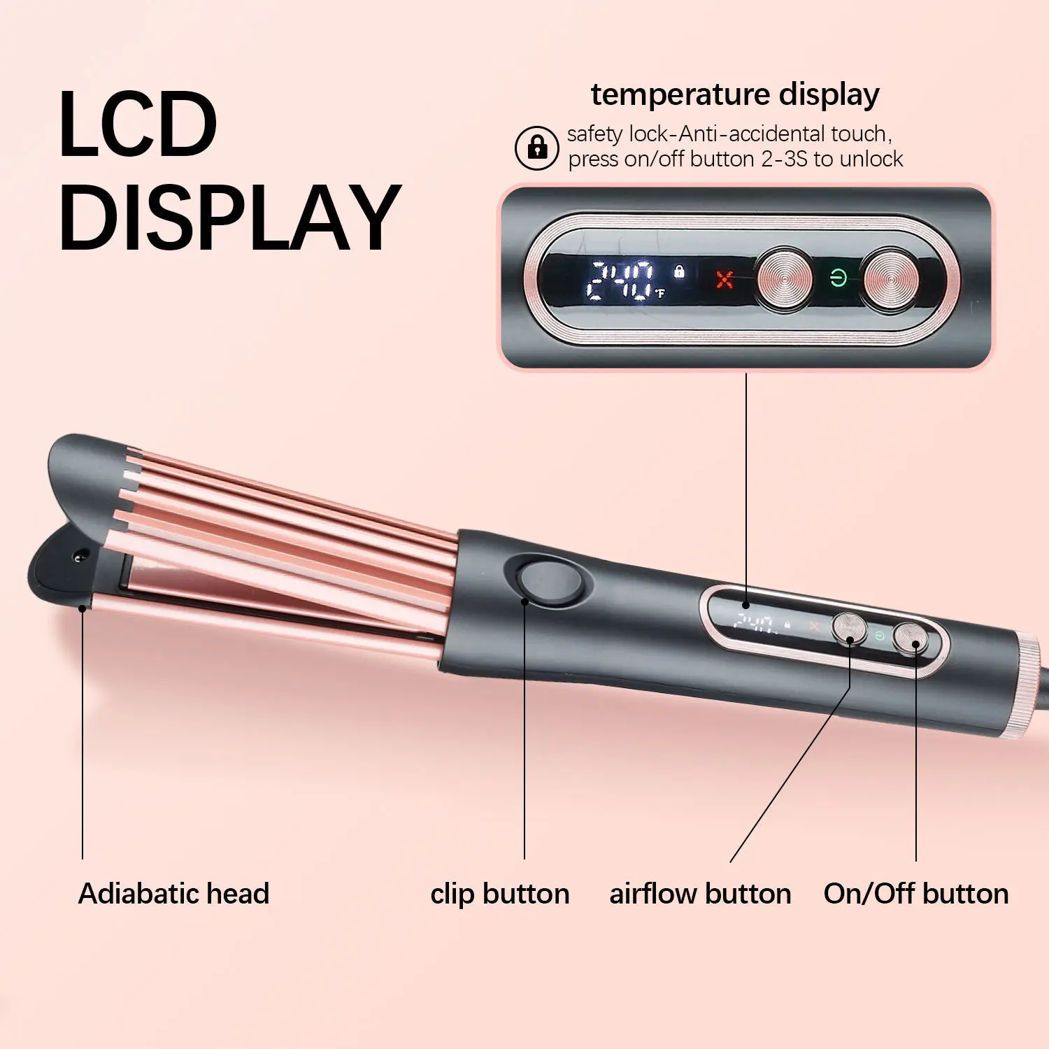 Professional Hair Curler with Cooling Air 2 in 1 Ceramic Flat Iron Air Flow Electric Comb Hair Straightener Air Curling Iron 241209