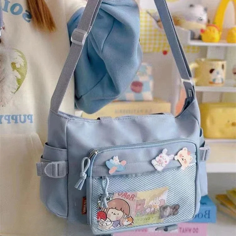 Transparent Pocket Ita Bag Handbag and Wallet Kawaii Japanese School Girls Itabag Y2K Mini Nylon Horizontal Bag Womens241209
