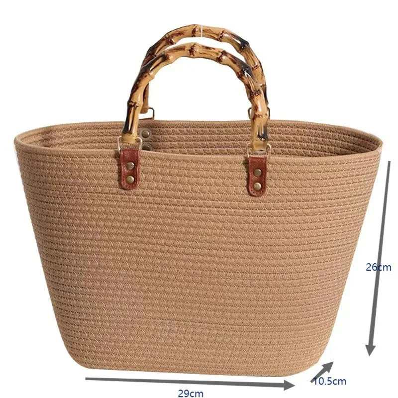 Large capacity womens summer straw beach handbag travel vacation striped womens handbag shoulder bag trend 241205