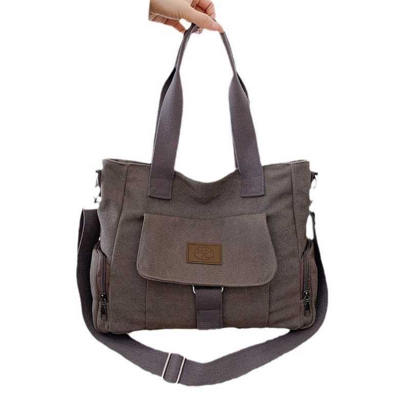Shoulder Bag Women's Bag Trendy Versatile Simple Fashion Large Capacity Handheld Diagonal Cross Korean Canvas Bag 241215