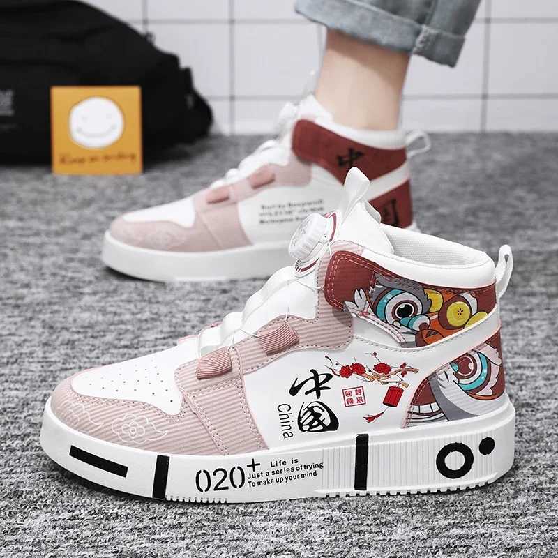 Autumn Winter Teenager Shoe for Boy High Top Walking Shoes Girls Quick Lacing Kids Casual Shoe Designer School Shoe Girls X241209