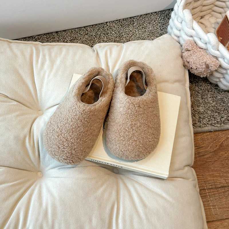 Winter Children Flat Shoes Leisure Fluffy Cover Toe Slip-on Kids Loafers Unisex Light Flexiable Warm Chic Boys Girls Shoe 23-34XJ241209