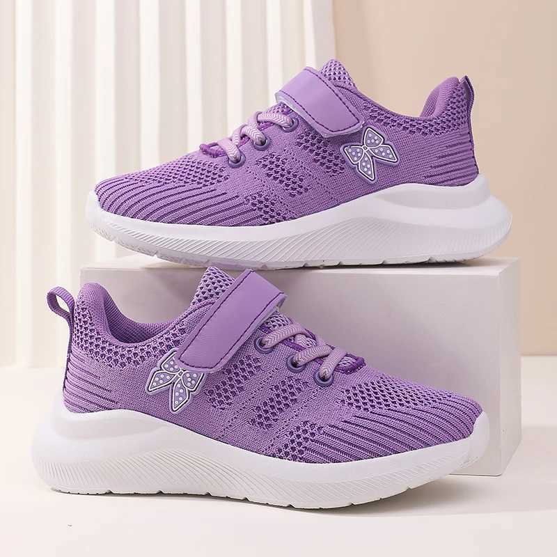 Tennis Shoes Slip On Girls Casual Running Shoes Woven Breathable with Soft Soled Sports Hook-Loop Outdoor ShoesXJ241209