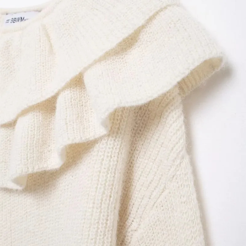 TRAF Stacked decoration Collar Pullovers For Women Autumn Casual Elastic Waist Long Sleeve Female 241203