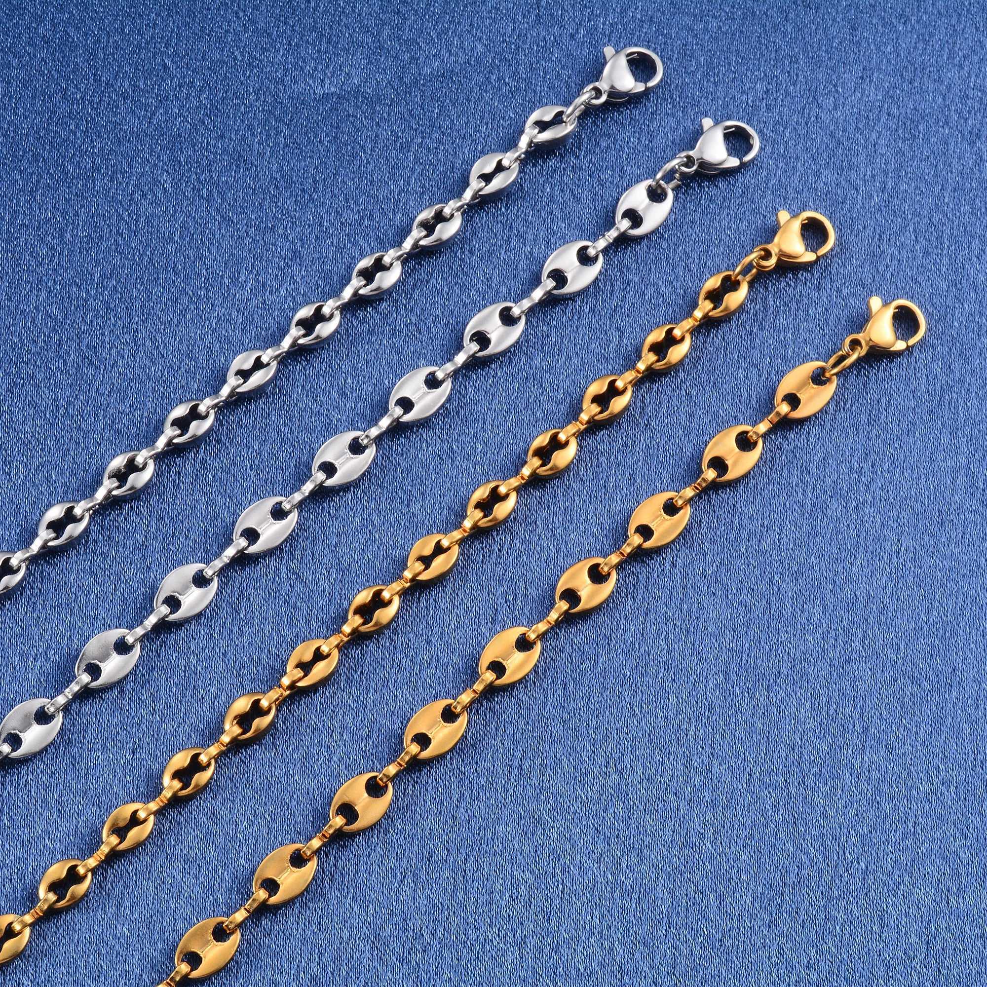 Handmade necklaces coffee bean chains stainless steel jewelry accessories mens necklaces DIY gifts Y241123