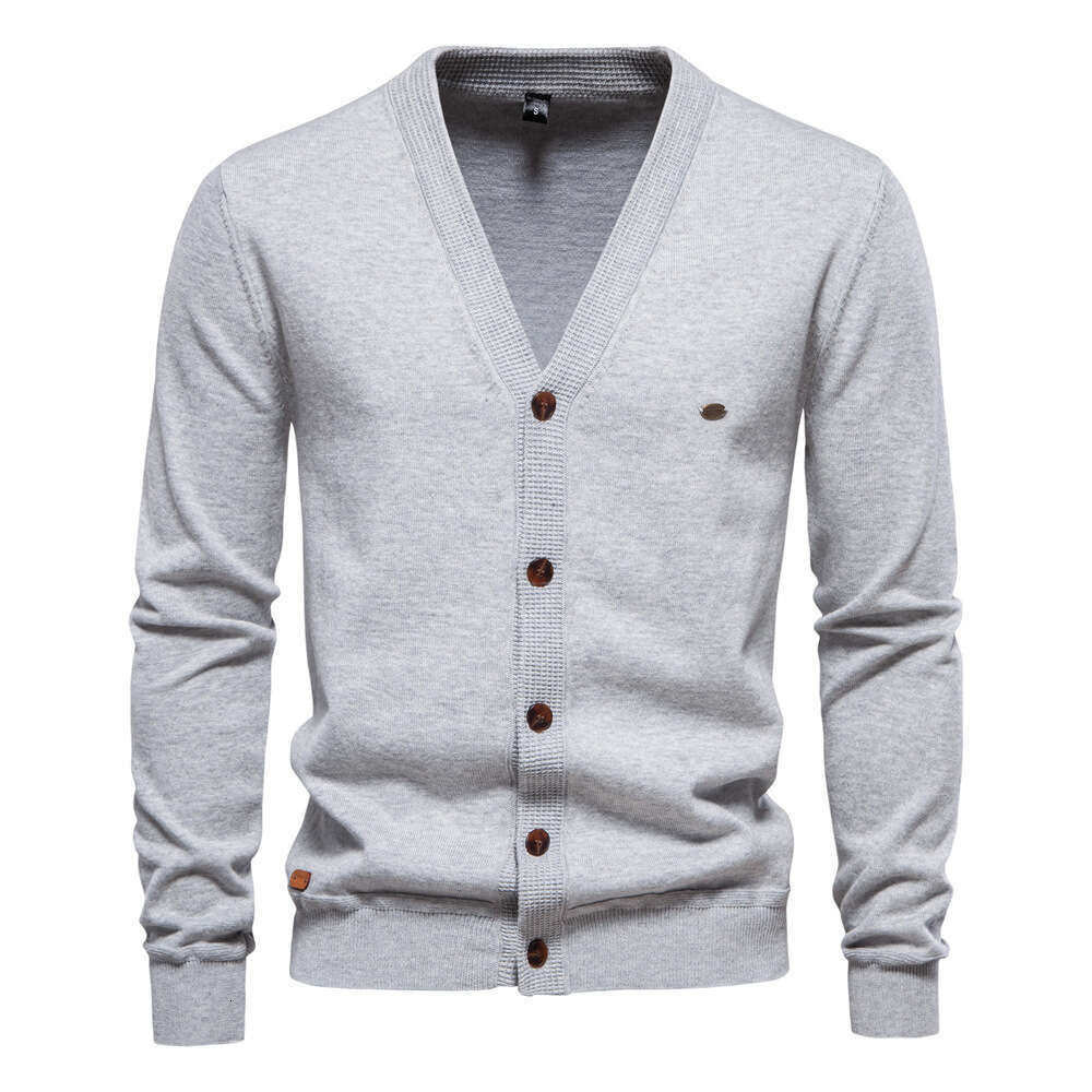 2024 Autumn/Winter New European and American Men's Cardigan High Quality Business Solid Color Knitted Sweater