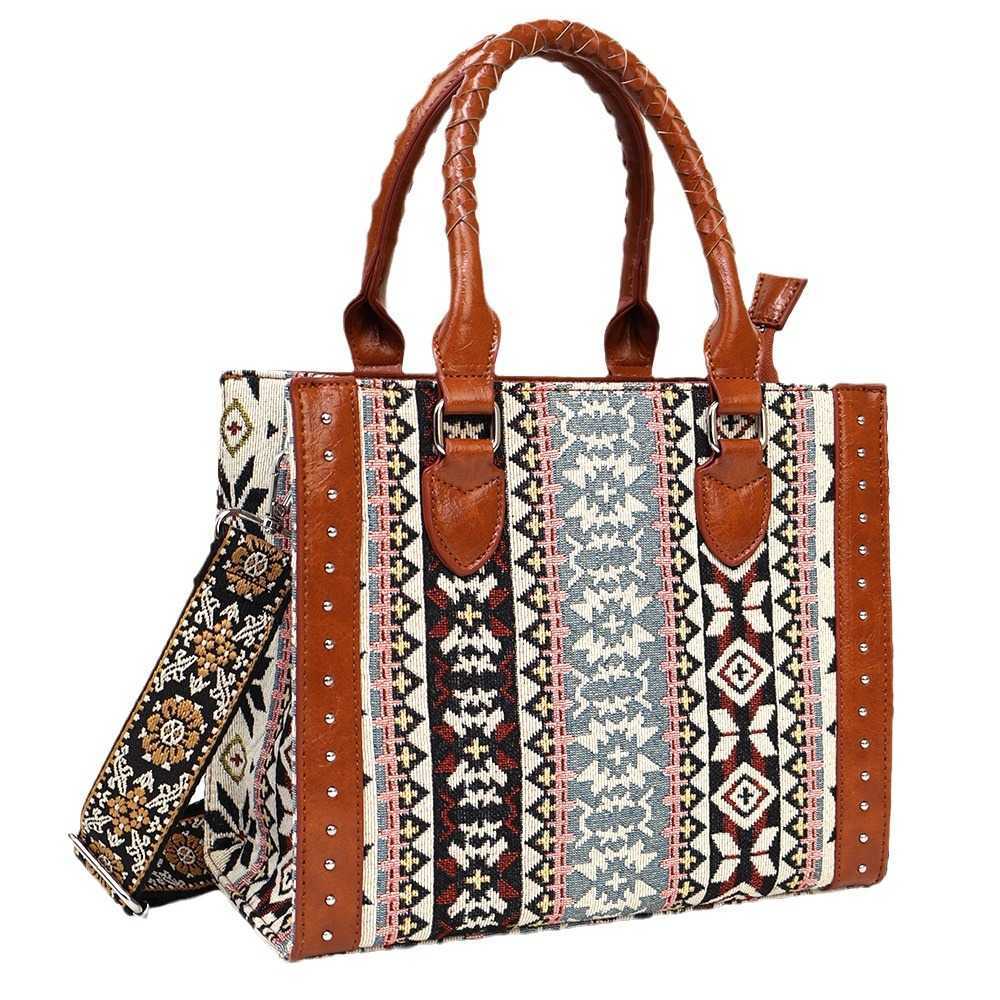 Women's bag printed handbag large capacity single shoulder cotton linen tote bag Bohemian bag 241215