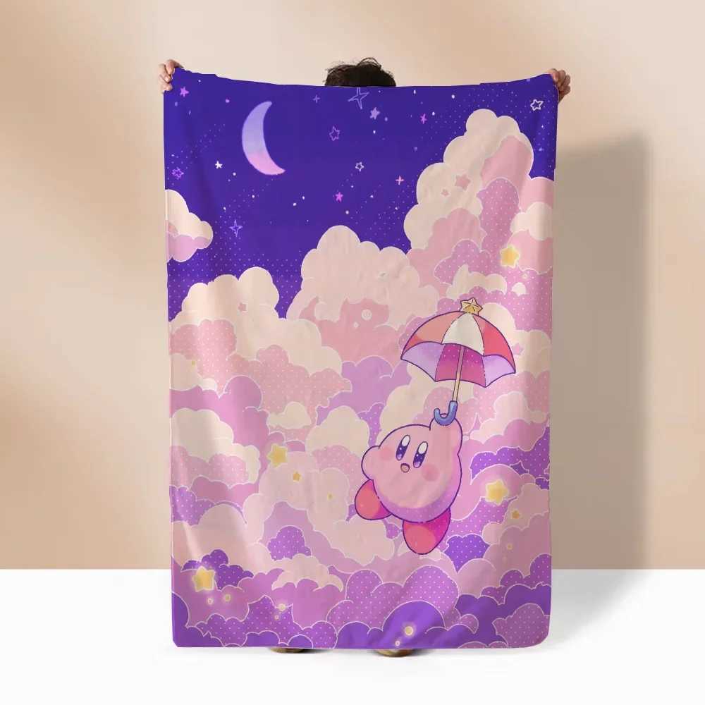 Kawaii Cartoon Kirbys Designer Throw Blanket Fluffy Custom Blankets Characters Home and Decoration Luxury Bedding Knitted PlaidXJ241210