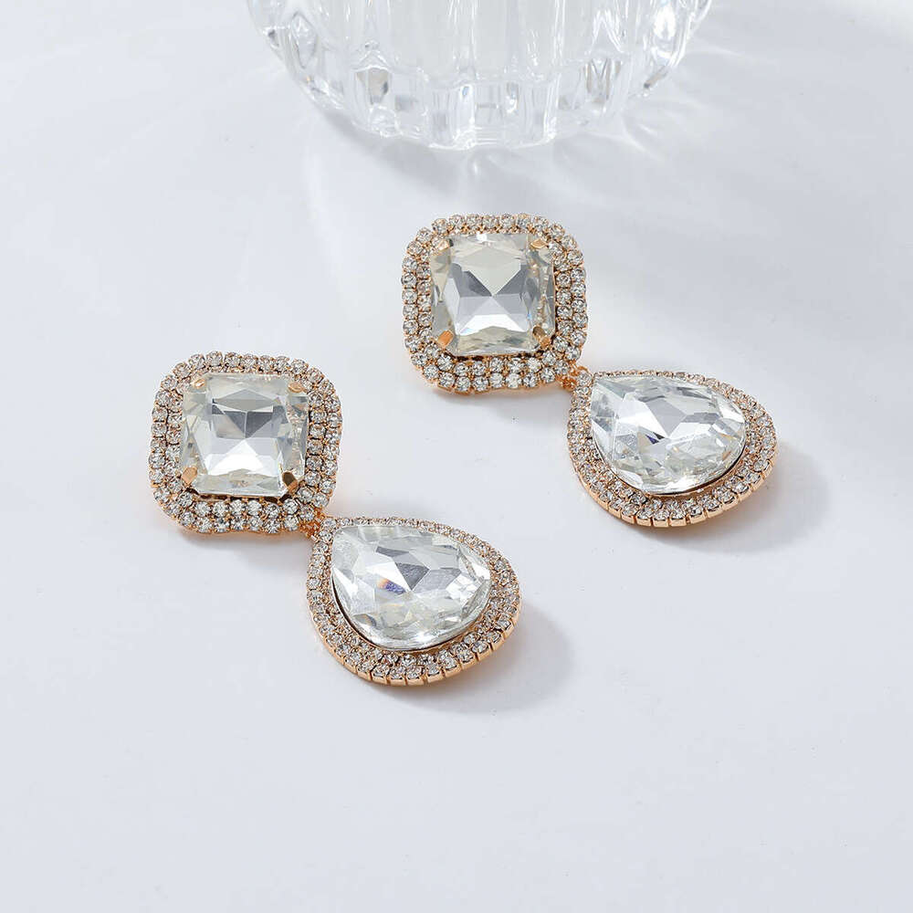 New Exaggerated Water Dia Square Pendant Banquet Ladies' Style Earrings