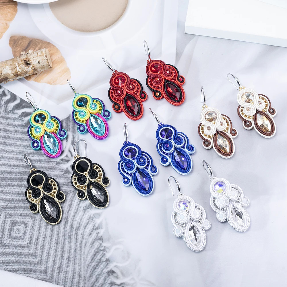 Exquisite Soutache Handmade Pendant Earrings Multi Color Fashion Jewelry Weaving Earrings Womens Ethnic Bohemian Accessories Gifts 241209