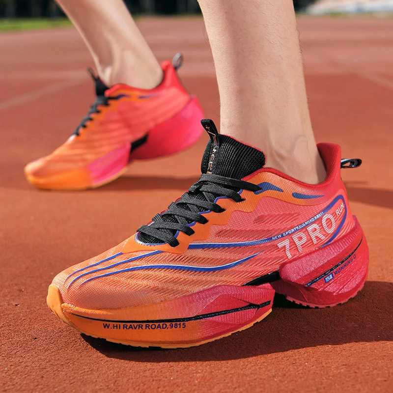 Carbon Plate Air Cushion Men Sports Marathon Running Shoes Breathable Lightweight Women Comfortable Athletic Nonskid Sneakers Z250225