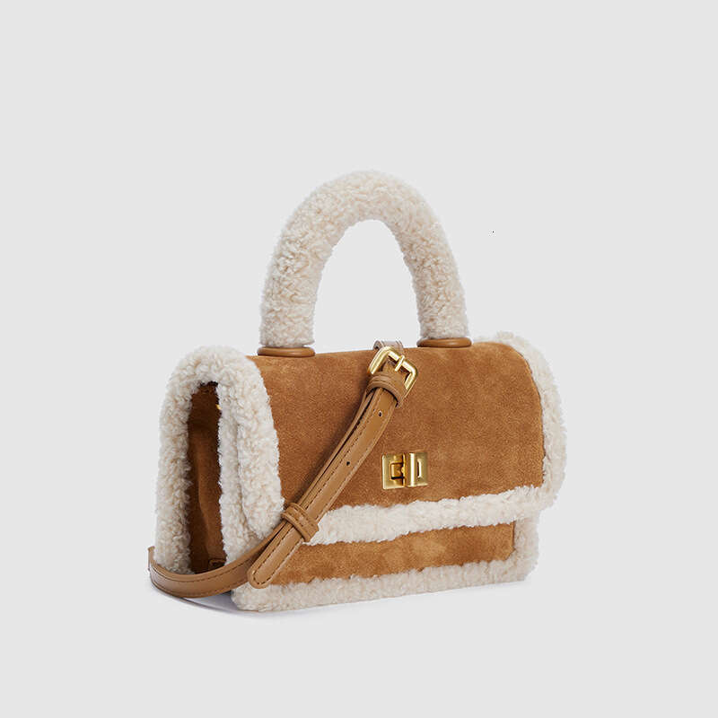 Women's 2022 new fashionable suede plush crossbody bag versatile winter single shoulder lamb fur handbag