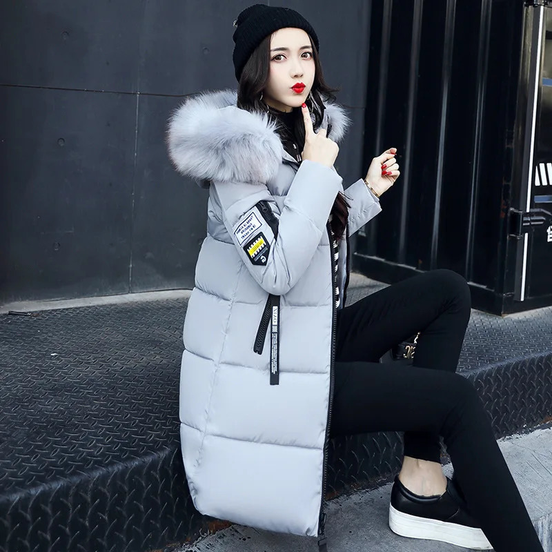 Winter 2025 womens Parka Coats long cotton casual fur hooded jacket thick warm slim fit coat 241209