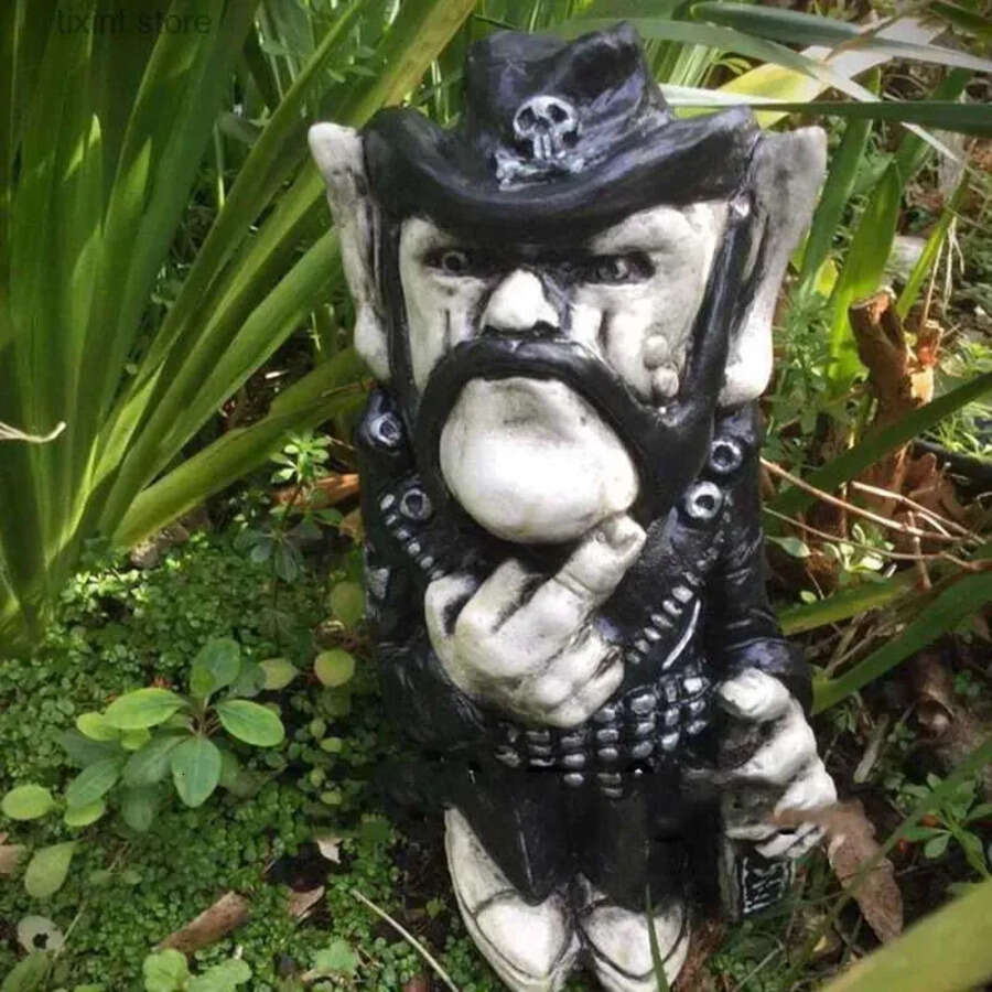 Figurines Lemmy Objects Decorative Rock Icon Statue Lemprechaun Resin Craft Sculpture Cowboy Finger Dwarf Garden Ornaments Home Yard Lawn Gnomes Decor