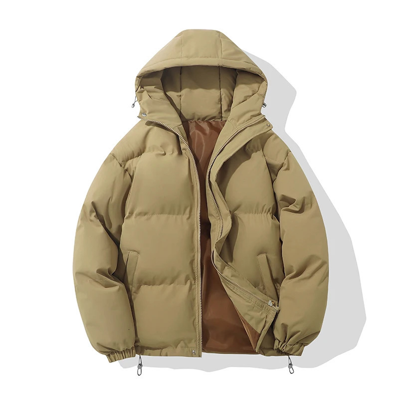 Autumn and Winter Warm Fashion Inflatable Jacket Womens High Collar Hooded Zipper n Cotton Mat 241209