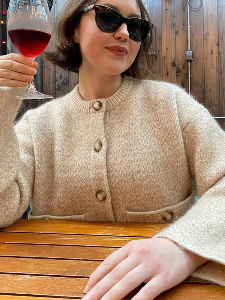 Knitted Soft Womens Cardigan Fashion O-neck Long Sleeve Single-breasted Female Sweater 2024 Autumn Winter Loose Lady Kintwear 241225