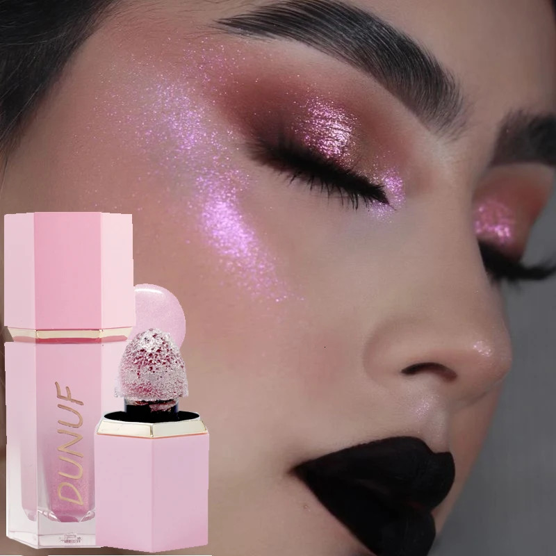 Waterproof Glitter Liquid Highlighter Gold Silver Brightening Face Body Sponge Stick Lasting Shiny High Glow Makeup 241209