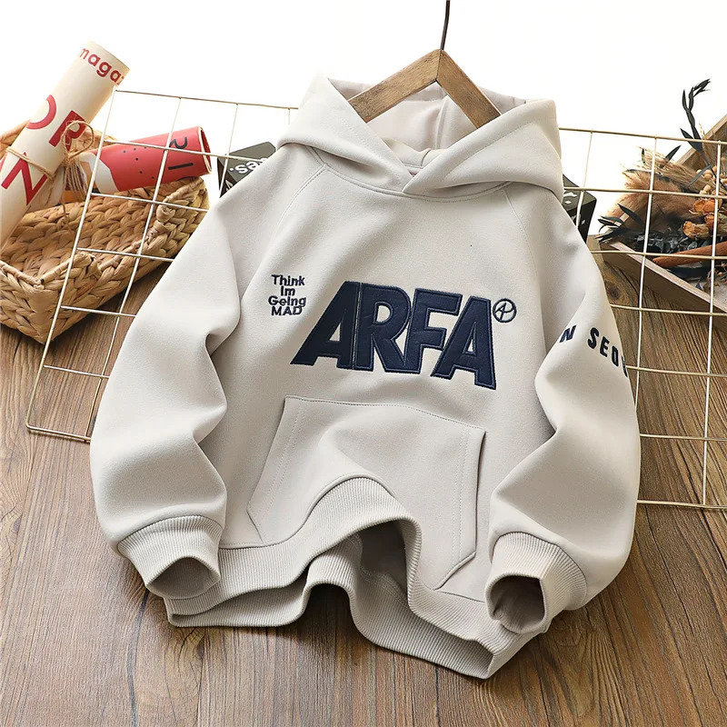 IYEAL Childrens Boys Spring Hooded Sports Shirt Childrens Long Sleeve Letter Hooded Sports Shirt Childrens Casual Clothing 241210