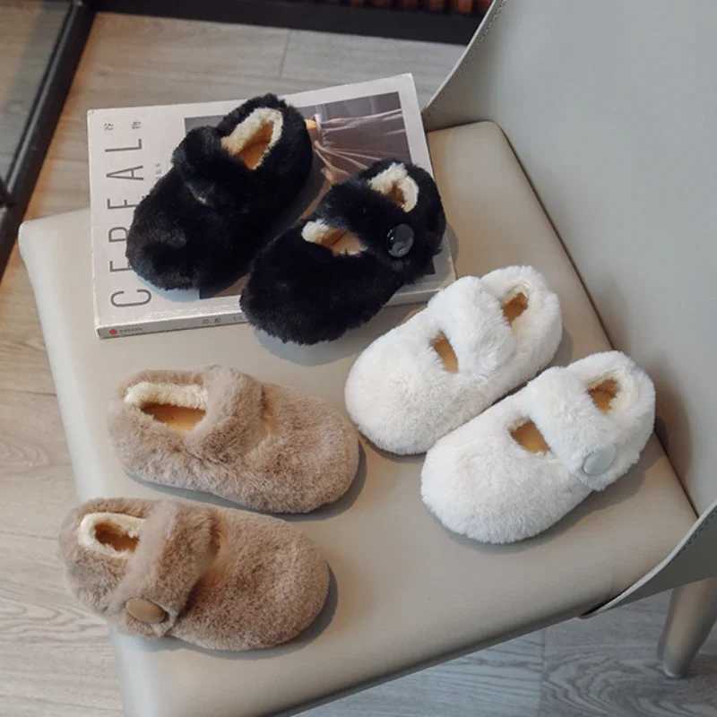 2024 Winter New Girls Shoe Plush Warm Princess Child Casual Shoes Fashion Versatile Women Sneakers Trend Classic Medium Kid ShoeXJ241209