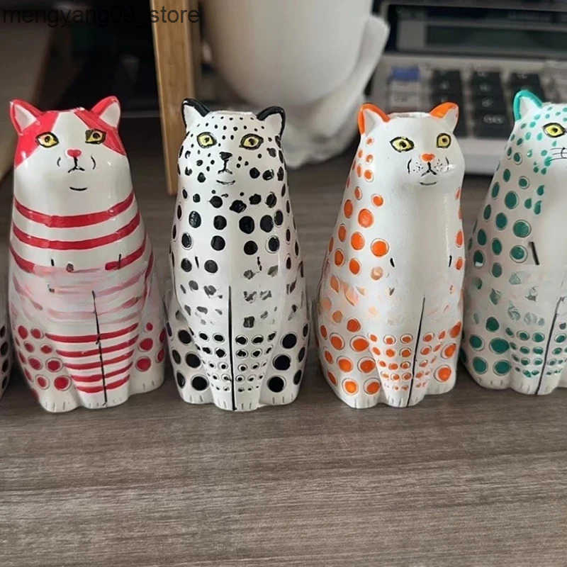Vases Vase | Resin Crafts Polka Dot Cat Vase For Cat Lovers J241210
