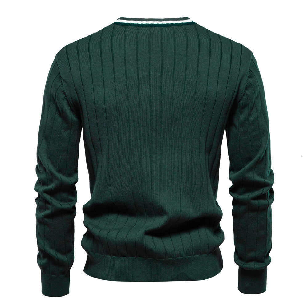 2024 autumn and winter new cardigan V-neck long sleeved sweater trendy style contrasting border men's knitted jacket