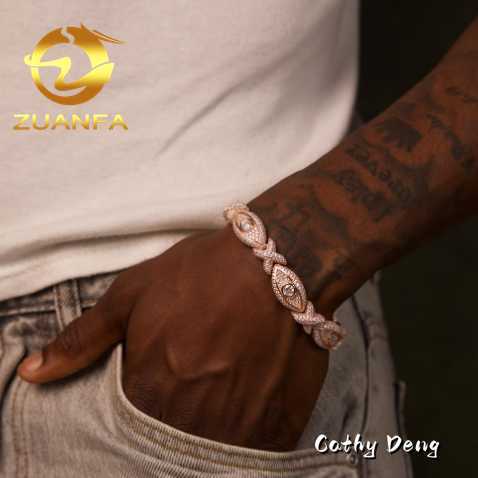Fashion Rapper Hip Hop Jewelry Evil Eye diamond Bracelet men 925 Silver Iced out Moissanite bracelet men