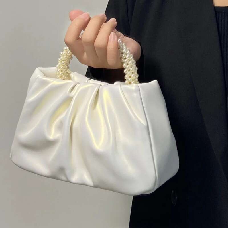 Cute Mini Cloud Fold For Girls, New Pearl Handbag, Women's Fashion Versatile Single Shoulder Crossbody Bag B3