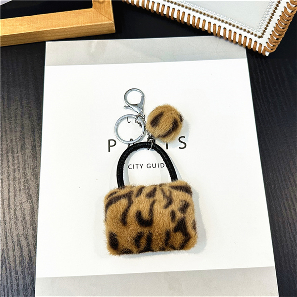 New plush leopard print wallet keychain women s cartoon coin wallet with keychain designer mini headphone bag bag