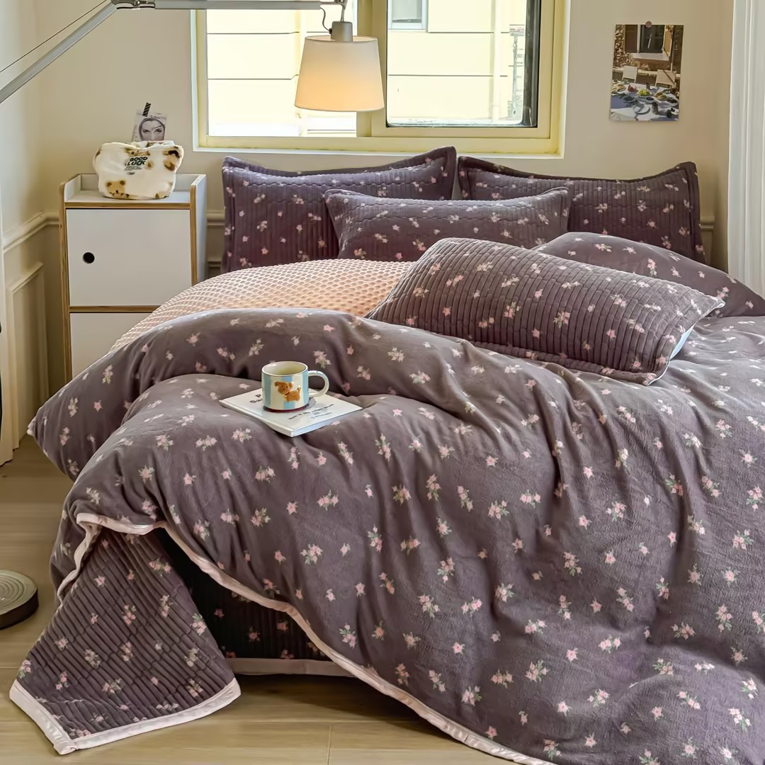 Thickened Milk Fleece Bean Quilt in Autumn and Winter, No Fluff Non-slip Duvet Cover