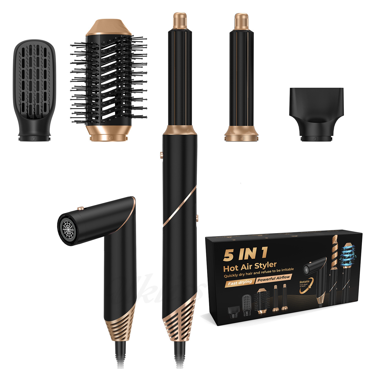 Hair Dryers Professional Air Brush 6 In 1 Dryer Foldable Blow Interchangeable Brushing Head Styling Curling Wand 230829