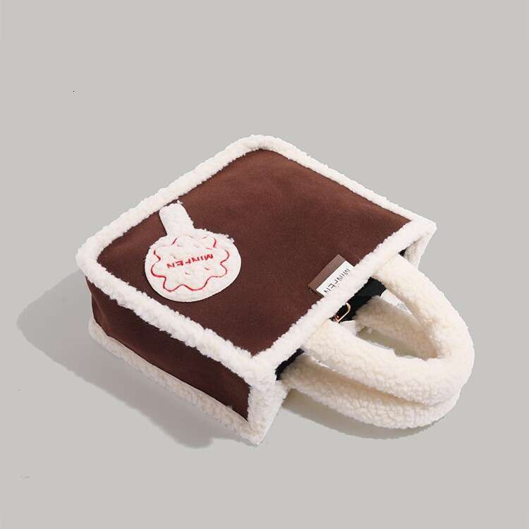 2024 Winter Handheld Plush Tote Lamb Wool Mother Two Piece Set Small Square Cross Shoulder Bag