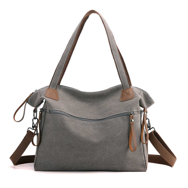 versatile minimalist new single shoulder crossbody large capacity contrasting color tote canvas bag 241215