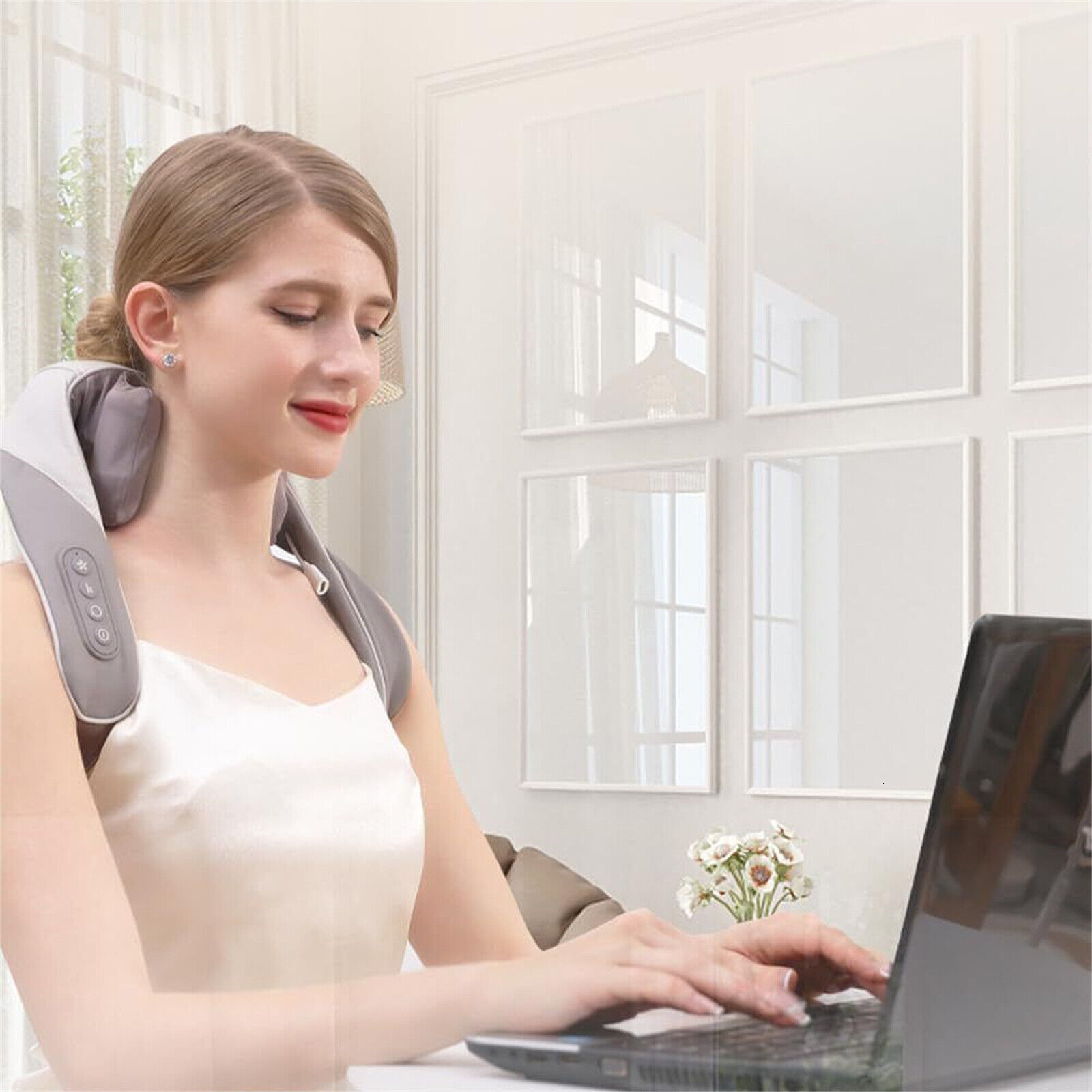 Neck Shiatsu And Back Massager With Soothing Heat Wireless Electric Deep Tissue 5D Kneading Pillow Shoulder Leg Body For Gift