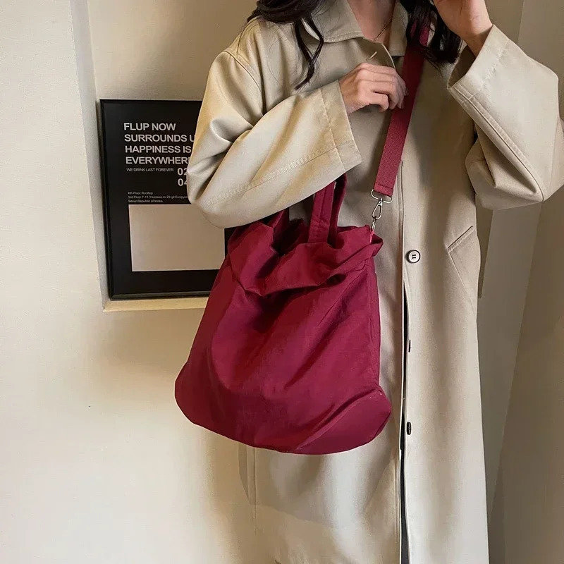 Nylon Solid Color 2024 High Quality Shoulder Bag Zipper Versatile Fashion Handbag Soft Large Capacity Crossbody 241203