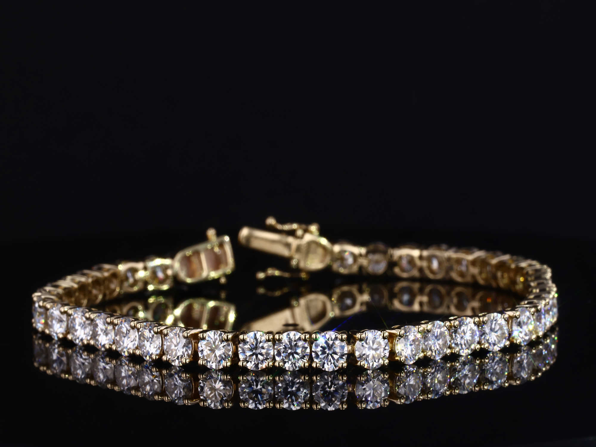 Starsgem Custom Man Women 18cm 9K solid yellow gold lab grwon Diamond Chain Link Tennis Bracelet