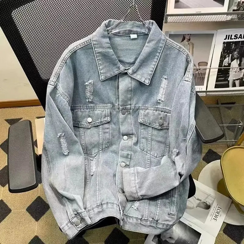 Jacket Jens Mens Autumn Bomber Denim Jack Workwear Shirt Clothing Jeans 241206Z