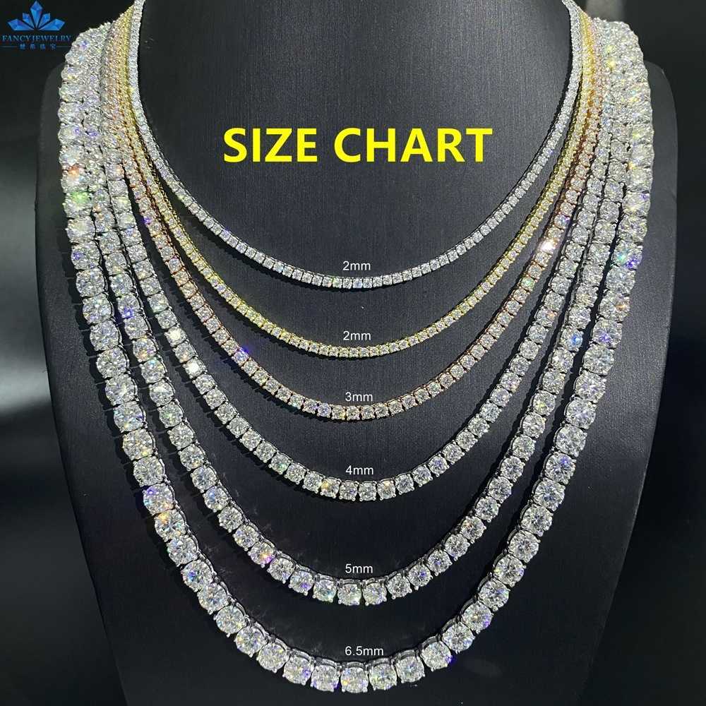 2024 trendy hip hop chains 925 sterling silver moissanite diamond necklace 3mm 4mm 5mm 6mm iced out moissanite tennis chain
