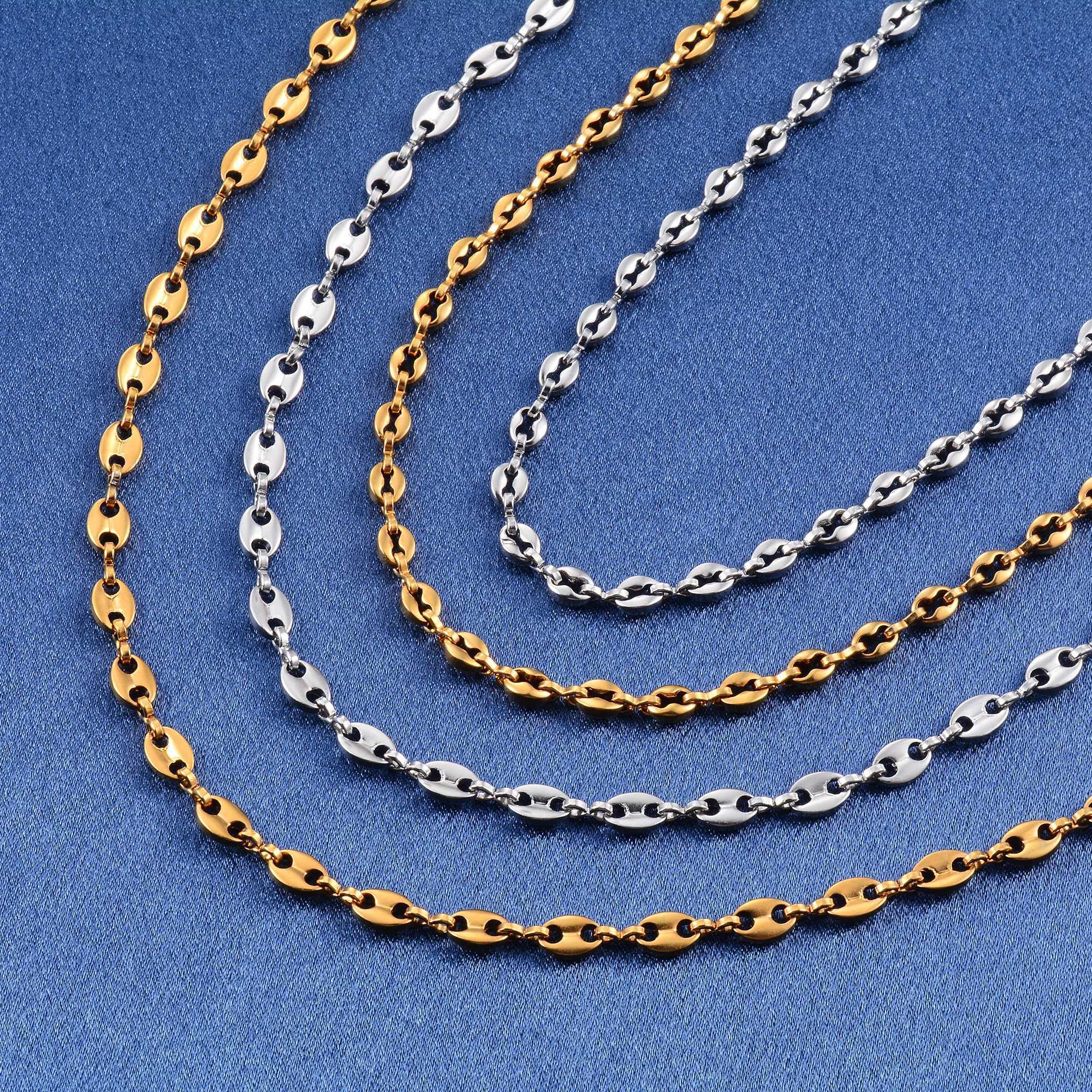 Handmade necklaces coffee bean chains stainless steel jewelry accessories mens necklaces DIY gifts Y241123