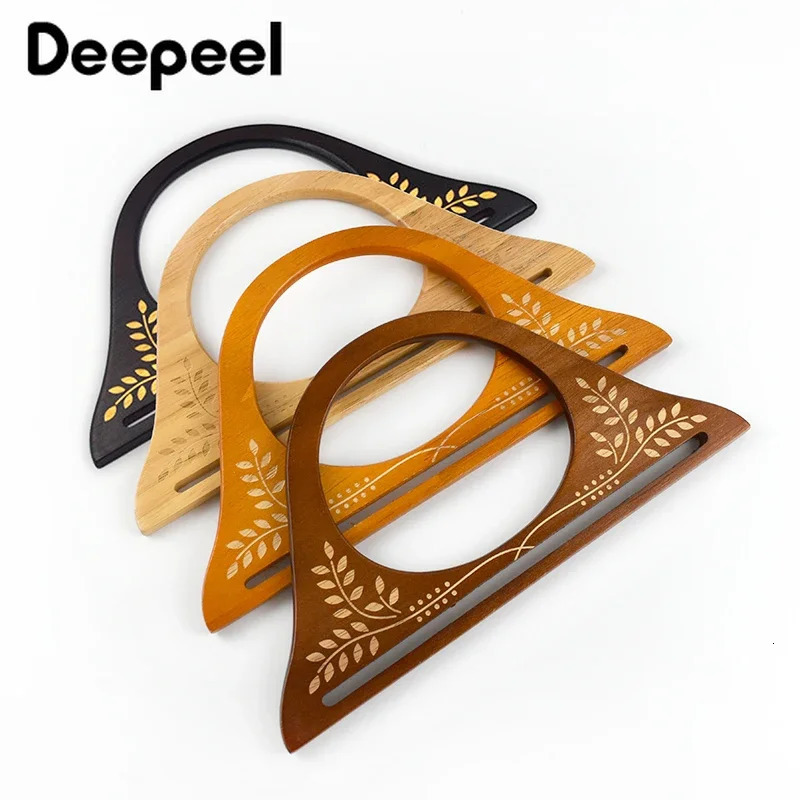 2/4pcs Deepeel 25/30cm wooden handle embossed wallet holder handbag kissing buckle sewing bracket handle used for making bag accessories 241205