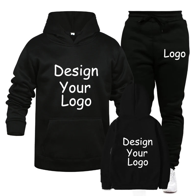 Customized Printing Mens Hoodie Set Womens Loose Casual Pants Hoodie Zipper Sportswear Clothing 241205