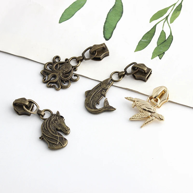 Skeleton shaped 5# nylon metal zipper puller slider used for bag wallet fixed puller double-sided DIY sewing replacement accessories 241205