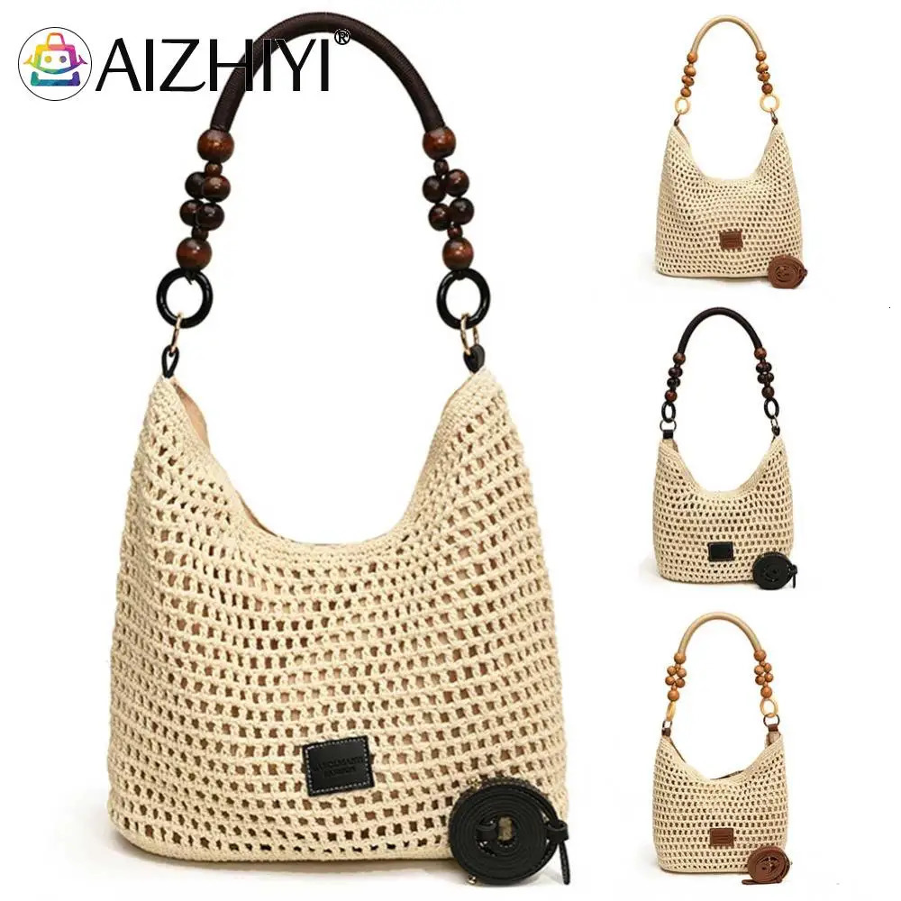 Womens adjustable shoulder strap beach summer bag large capacity womens shoulder bag travel vacation homeless bag 241205