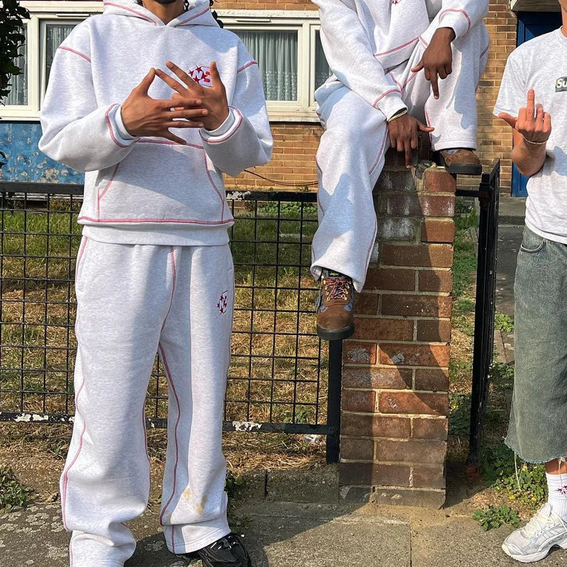 Harajuku Autumn and Winter Hoodies 2 Piece Set Y2k Clothes for Men Women Loose Casual Sweatpants Tracksuit Man Sports Suit 241209