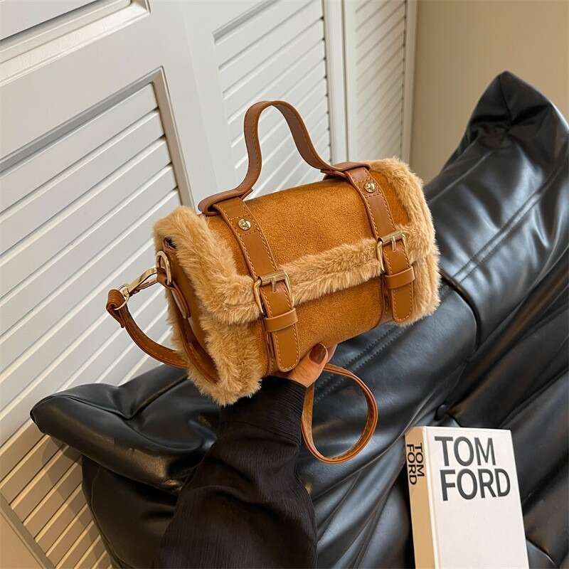 Autumn and Winter Shoulder for Women New Lamb Plush Suede Ladies Small Square Crossbody Bags Bolsas Para Mujeres