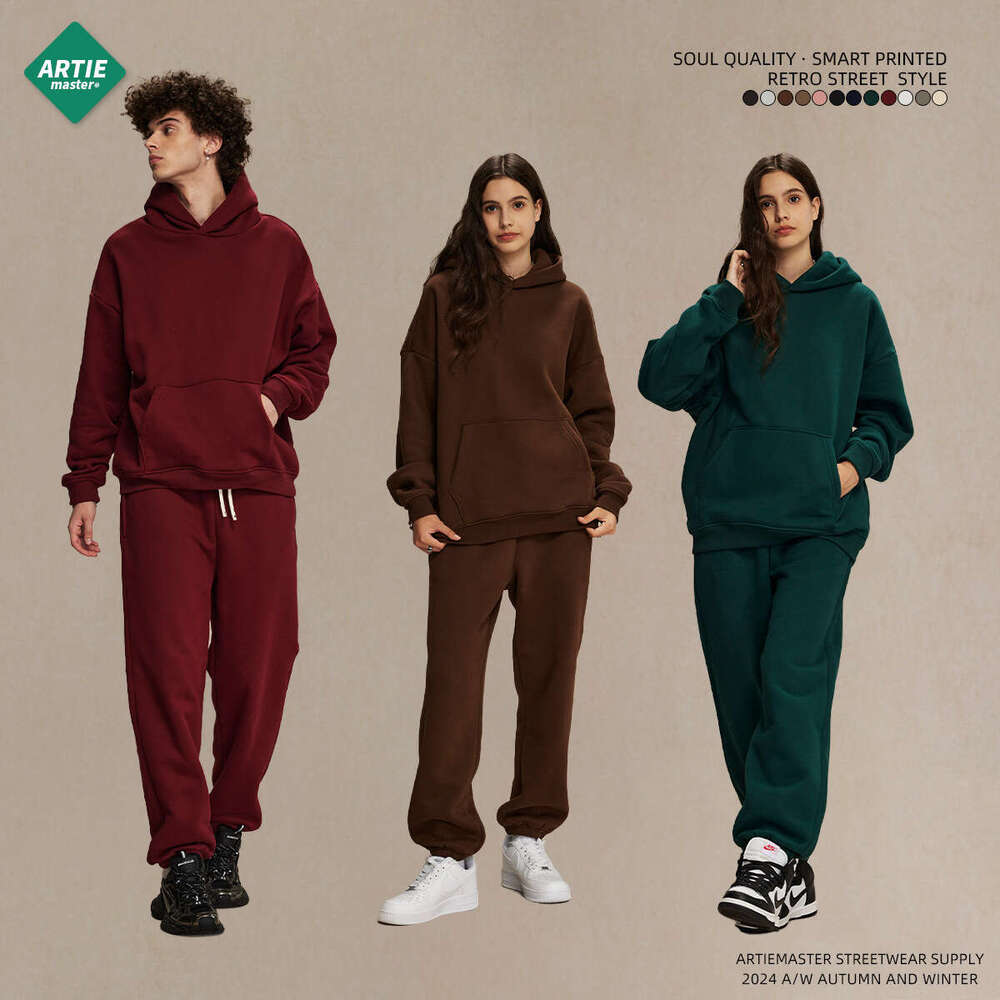 2024 Autumn/Winter New Product Shake 400g Trendy Brand Oversized Non Falg Fleece Thick Men's Hoodie