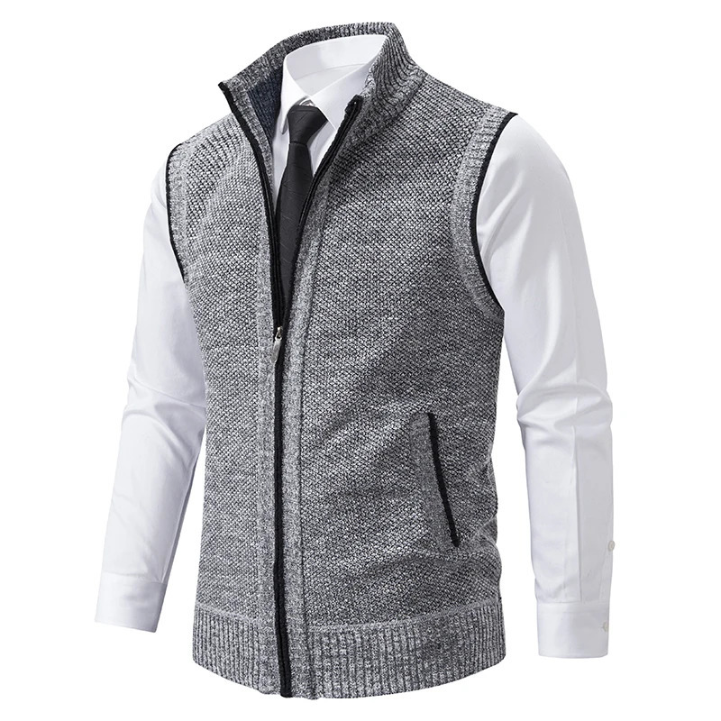 Mens vest with open collar and sleeveless knitted jacket mens fashionable casual veterinary coat mens clothing brown vest 241205