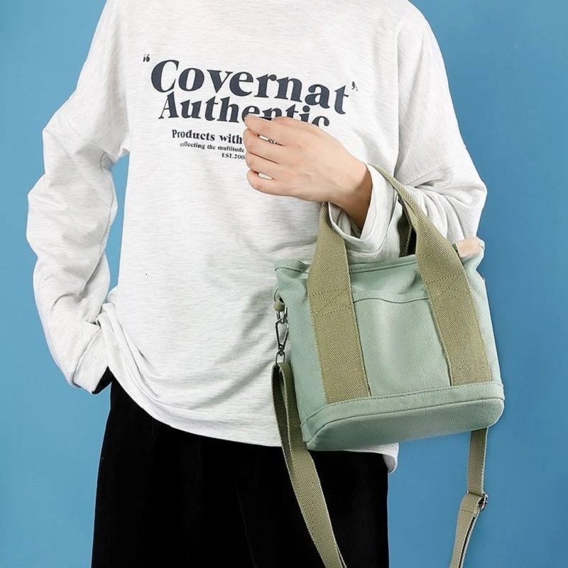 New Women s Small Zipper Fashion Designer Women s One Shoulder Portable Thick Canvas Phone Bucket Handbag Trendy Bag bag