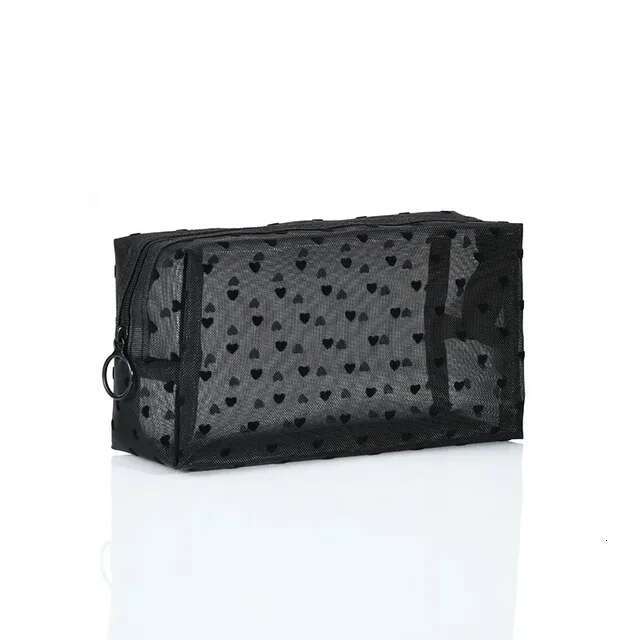 Designer's bag Nylon Mesh Cosmetic Bag Zipper Heart Shaped Toiletry Organizer Makeup Bags Multifunctional Women Lipstick Key Coin Purse Pouch