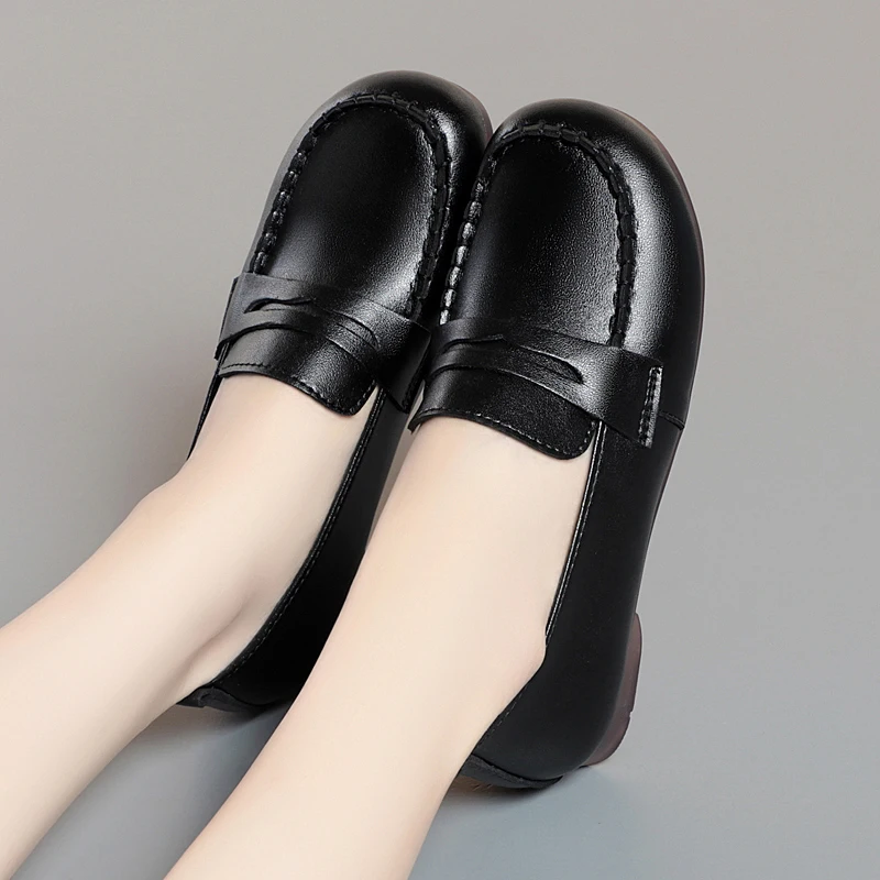 AIYUQI Women Loafers Autumn New British Style Women Flat Shoes Genuine Leather Casual Large Size Shoes Ladies